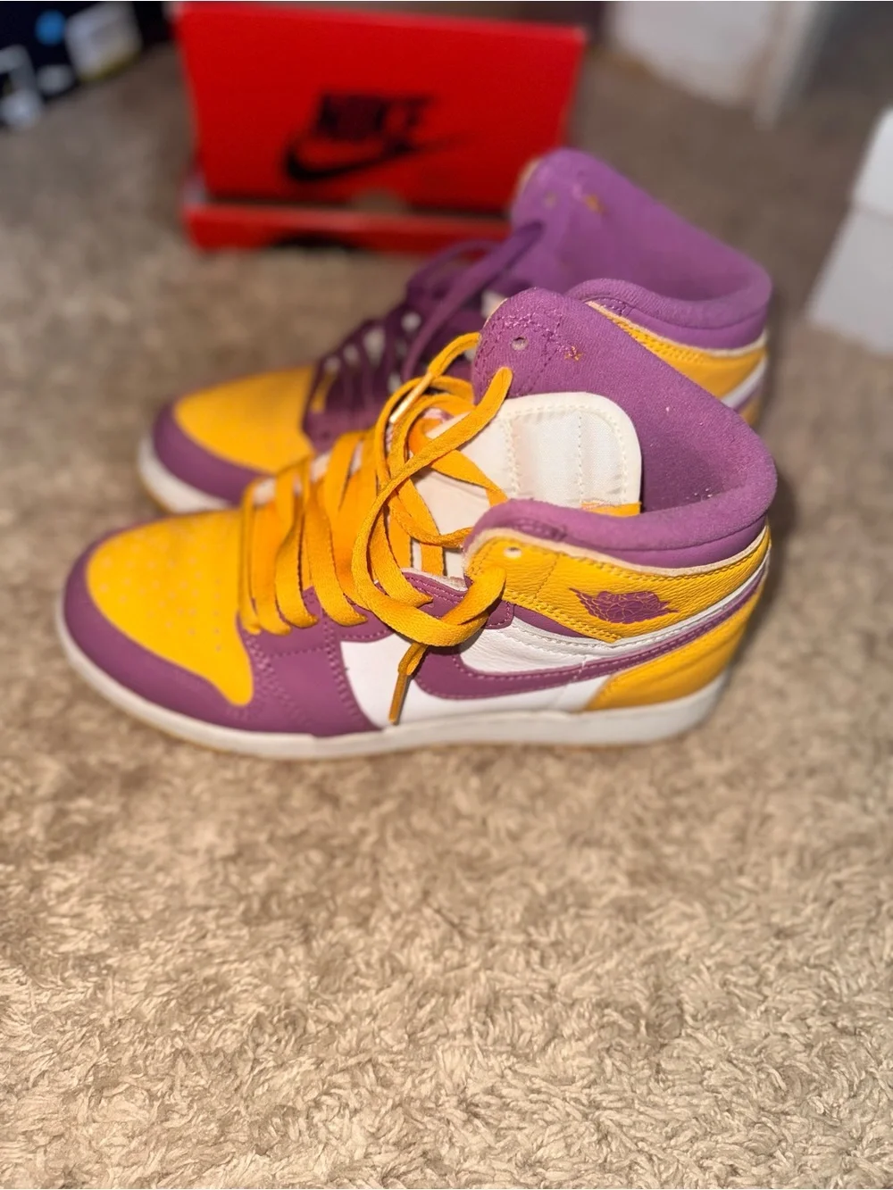 Nike High Top Sneakers - Purple & Yellow Accent